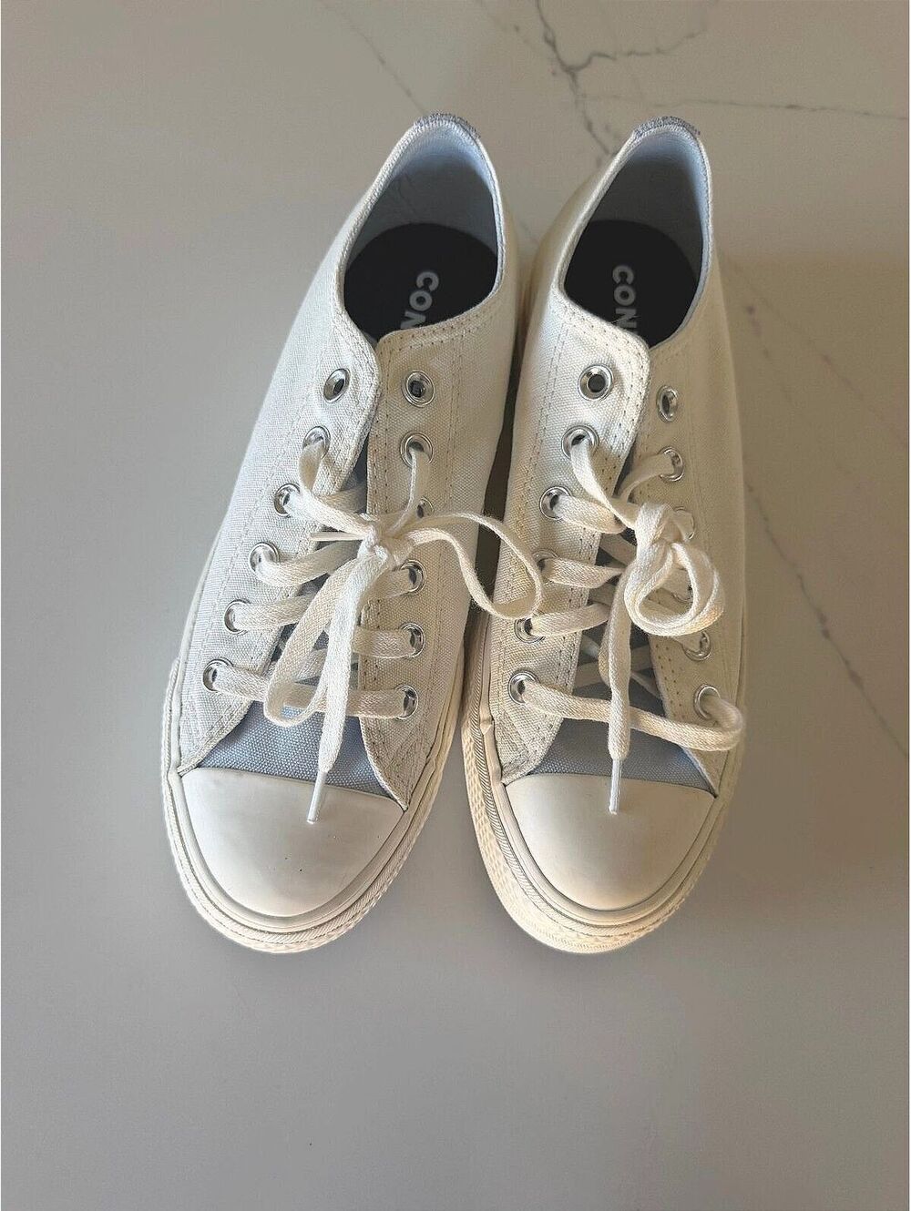 Converse All Star Platform Sneakers White & Blue Shoes Size 7.5